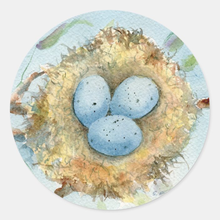 "Robin's Nest" Round Sticker | Zazzle.com