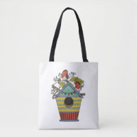 Robins With Blueberries And Birdhouse Tote Bag