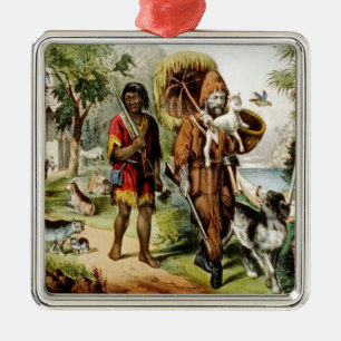 Robinson and His Man Friday Metal Ornament