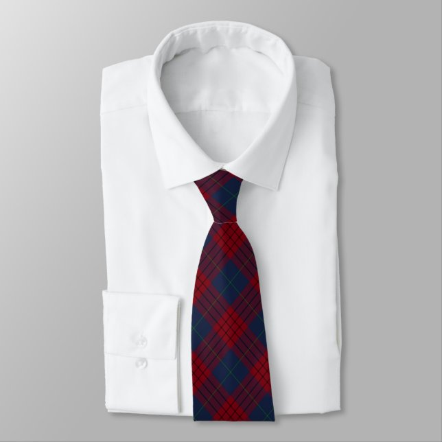 Robinson Clan Tartan Navy Blue and Red Plaid Neck Tie (Tied)