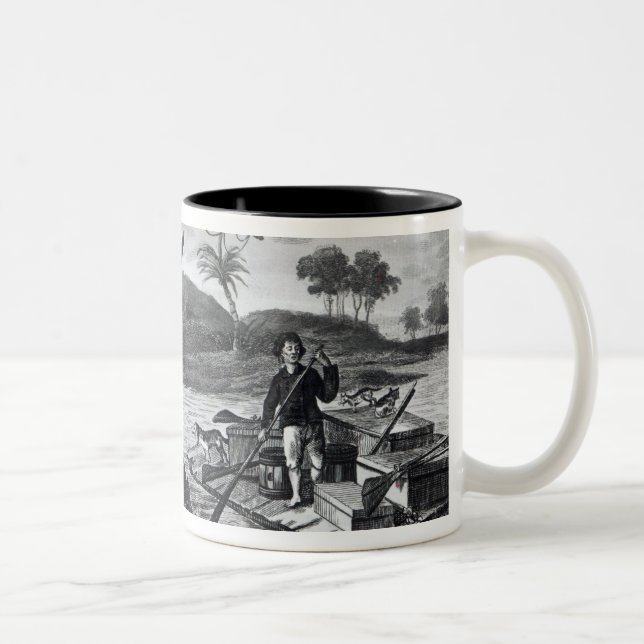 Robinson Crusoe carrying away Two-Tone Coffee Mug (Right)