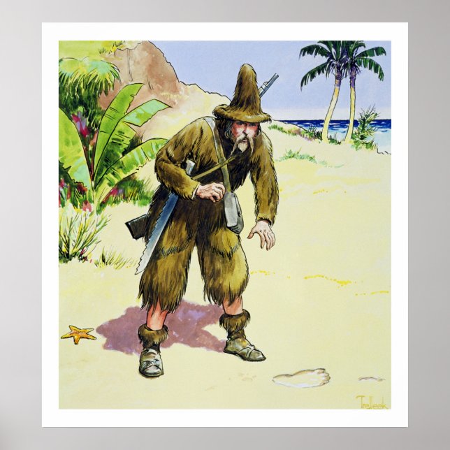 Robinson Crusoe, from 'Peeps into the Past', publi Poster (Front)