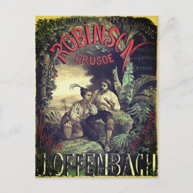 Robinson Crusoé opera vintage poster Postcard (Front)