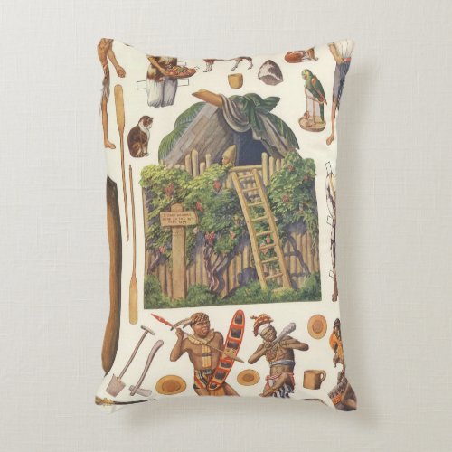 Robinson Crusoe Vintage Victorian Paper Doll Toys Accent Pillow