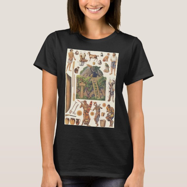 Robinson Crusoe, Vintage Victorian Paper Doll Toys T-Shirt (Front)
