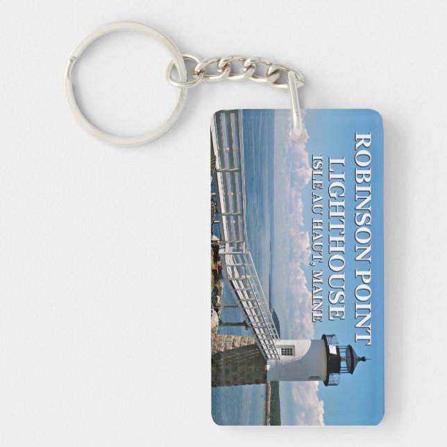 Robinson Point Lighthouse, Isle Au Haut, Maine Keychain (Front)