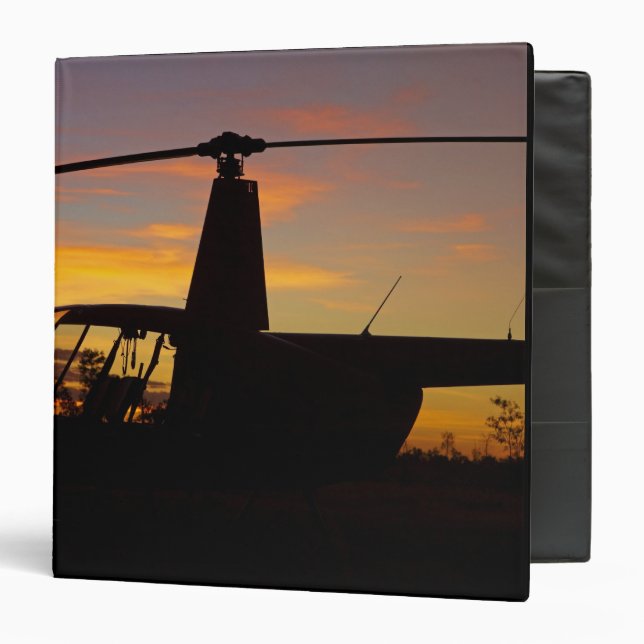 Robinson R44 helicopter at sunset 3 Ring Binder (Front/Inside)