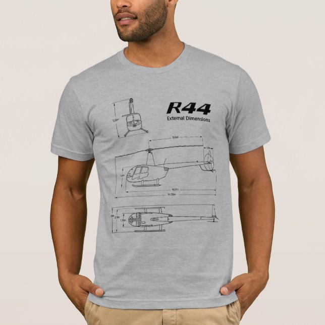 Robinson R44 Helicopter Bluprint T Shirt (Front)