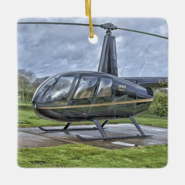 Robinson R44 helicopter Ceramic Ornament (Front)