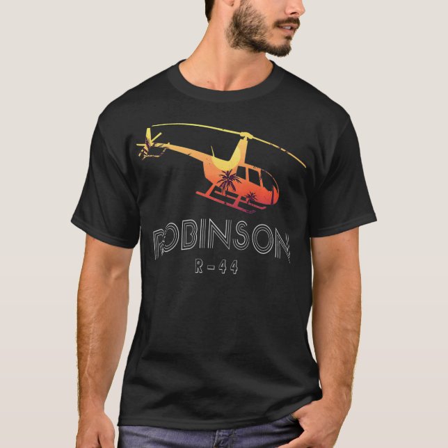 Robinson R44 Helicopter Helo Aviation Aviator T-Shirt (Front)