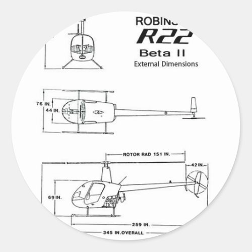 Robinson R_22 Classic Round Sticker