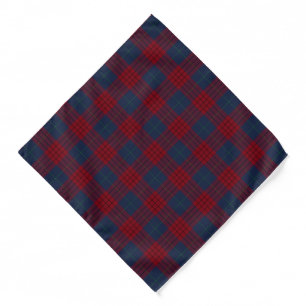 Robinson Tartan Navy Blue and Red Plaid Pattern Bandana