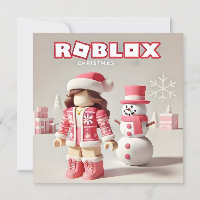 Robloxo's Pretty Pink Christmas Card For Girls (Front)