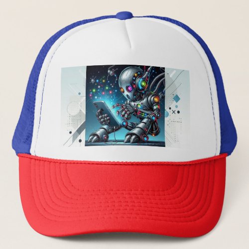 Robo_Cap Fusion of Futuristic Design and Functio Trucker Hat