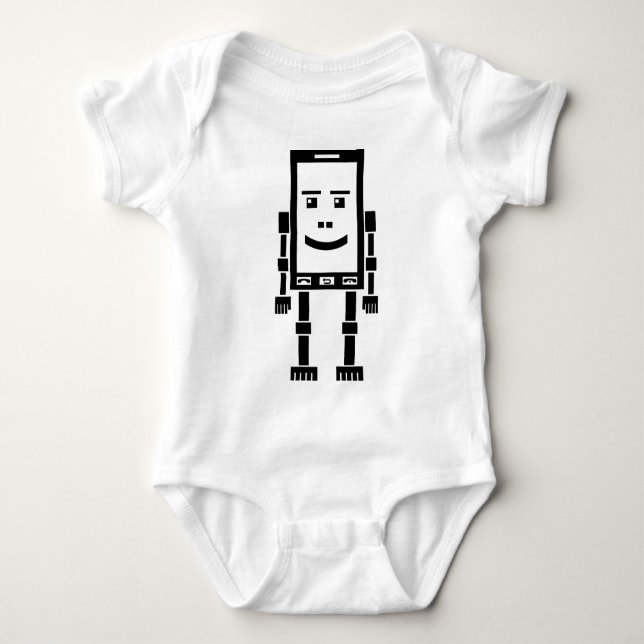 Robo Phone - Black Baby Bodysuit (Front)