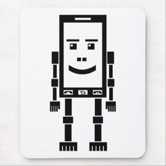 Robo Phone - Black on White Mouse Pad