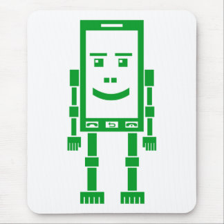 Robo Phone - Grass Green on White Mouse Pad