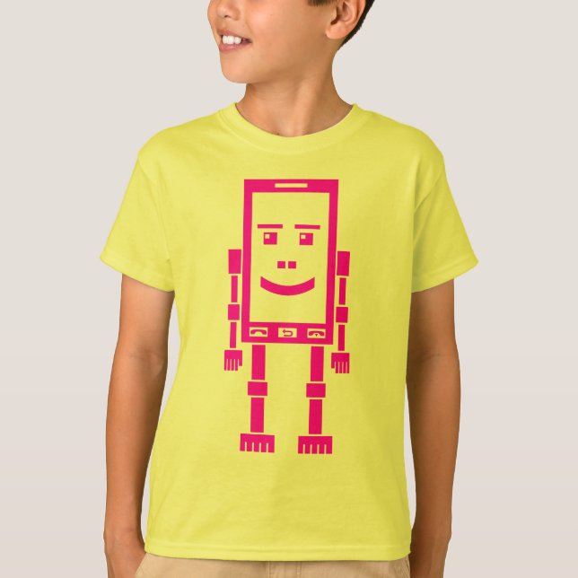 Robo Phone - Magenta T-Shirt (Front)