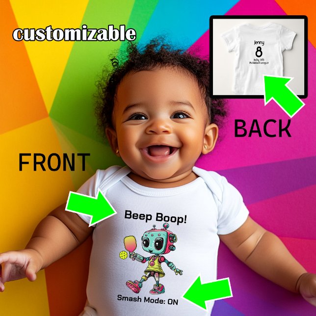 Robo-Pickle Smash Tee (Robo-Pickle Smash Tee, customizable baby pickleball outfit)