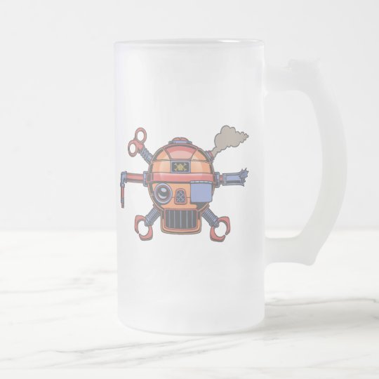 Robo Pirate II Frosted Glass Beer Mug