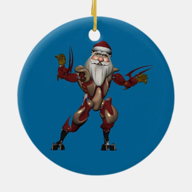 Robo Santa Ceramic Ornament (Back)