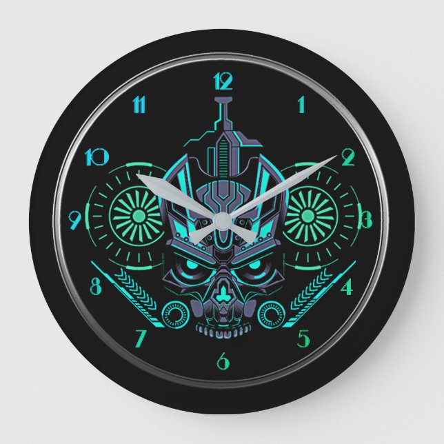 Robo Skull Round Large Clock (Front)