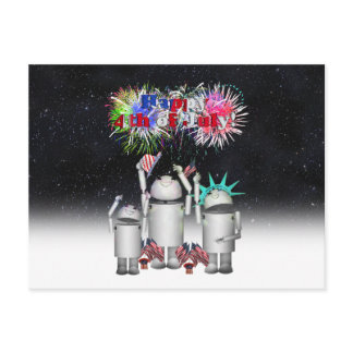 Robo-x9 Celebrates the 4th of July Night Sky Postcard