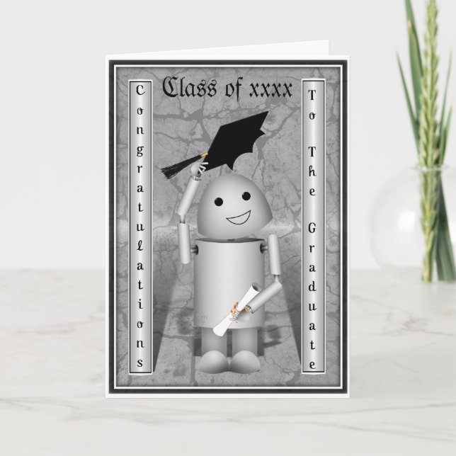 Robo-x9 Graduate - Caps Off in Celebration Card (Front)