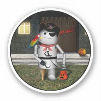 Robo-x9 Robot Pirate Halloween Sticker