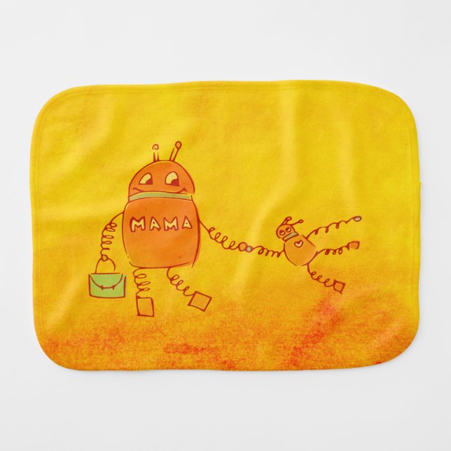 Robomama Geek Robot Burp Cloth (Front Horizontal)