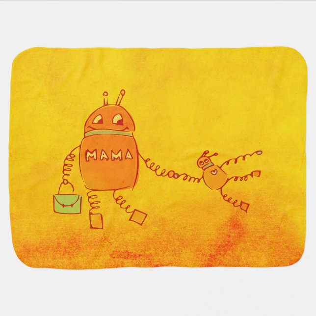 Robomama Geek Robot Receiving Blanket (Horizontal)