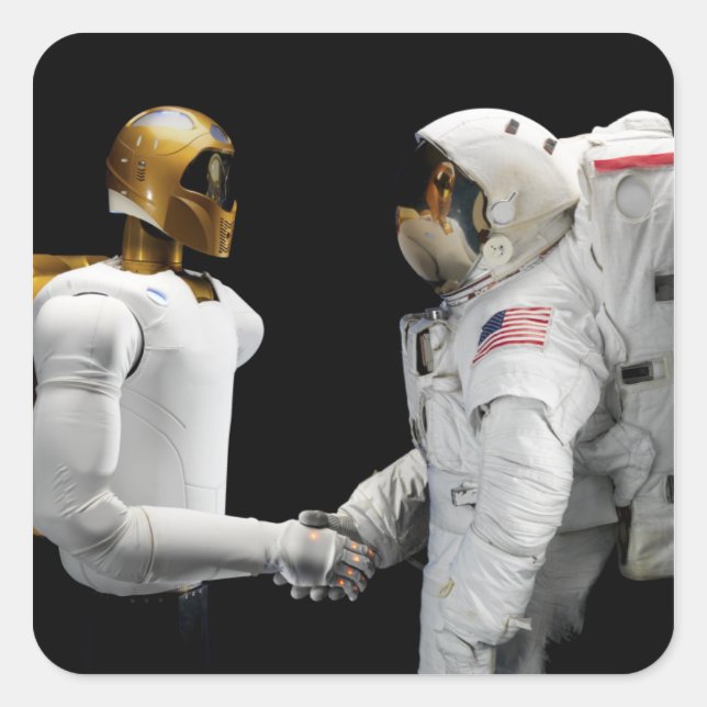 Robonaut 2, a dexterous, humanoid astronaut hel 4 square sticker (Front)