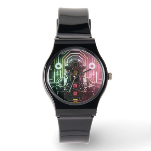 Robot 1 black silicone strap watch