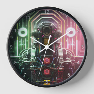 Robot 1 black wall clock w numbers