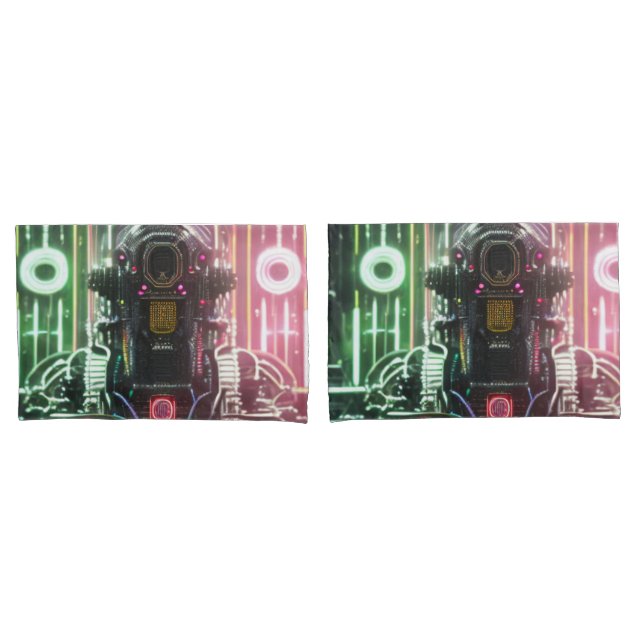 Robot 1 white standard pillowcases pair (Front-Set)