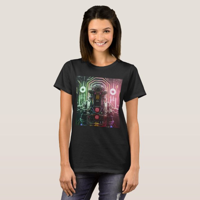  Robot 1 women black T-shirt (Front Full)
