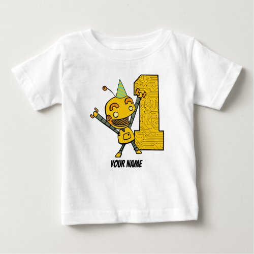 Robot 1st Birthday Baby T_Shirt