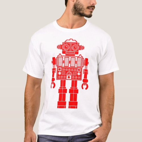 Robot 27062008 _ Red and White T_Shirt