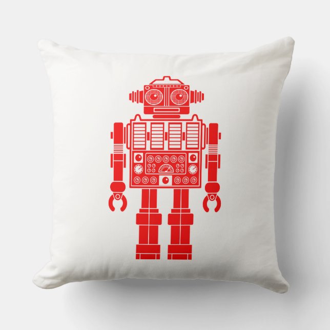 Robot 270620/08 - Red and White Throw Pillow (Front)