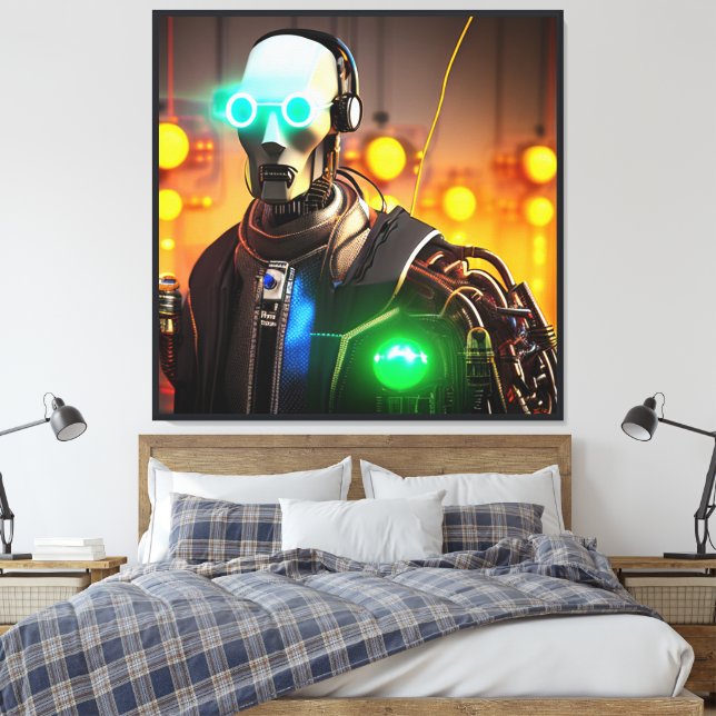 Robot 2 canvas print (Insitu(Bedroom))