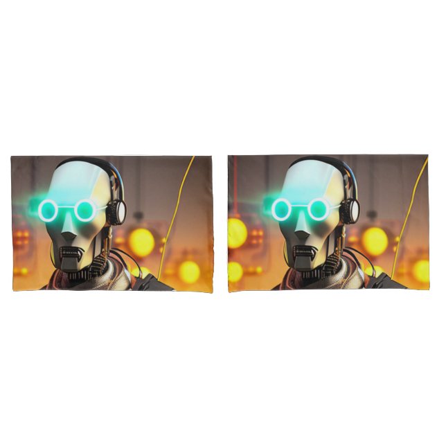 Robot 2 gray standard pillowcases pair (Front-Set)