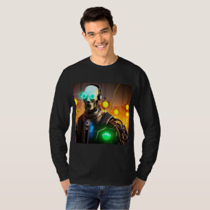 Robot 2 men black long sleeve T-shirt