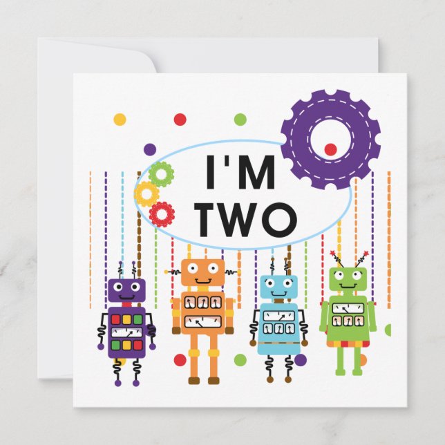 Robot 2nd Birthday tshirts and Gifts Card (Front)