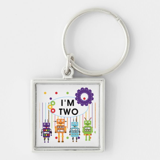 Robot 2nd Birthday tshirts and Gifts Keychain (Front)