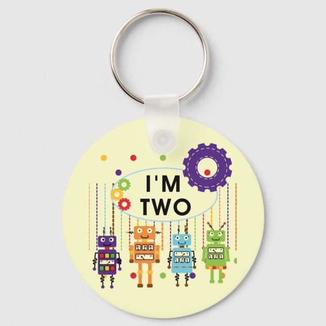 Robot 2nd Birthday tshirts and Gifts Keychain (Front)
