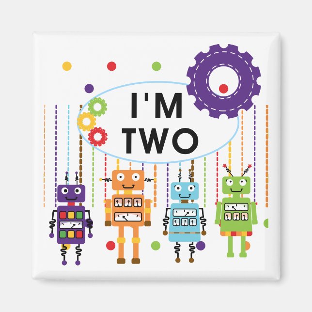 Robot 2nd Birthday tshirts and Gifts Magnet (Front)