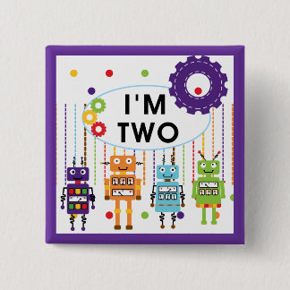 Robot 2nd Birthday tshirts and Gifts Pinback Button