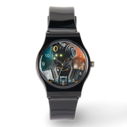 Robot 3 black silicone strap watch w numbers
