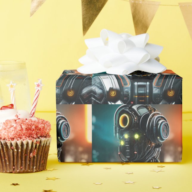 Robot 3 glossy wrapping paper (Birthday Party)