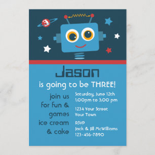 Robot 3rd Birthday Custom Invitations
